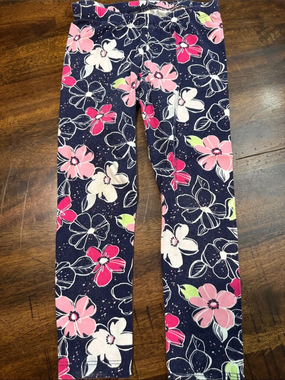 Gymboree Pink Top with Navy Floral Legging Set